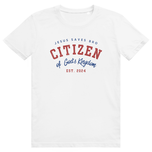 JESUS SAVES BRO_CITIZEN OF GODS KINGDOM_SHIRT_WHITE